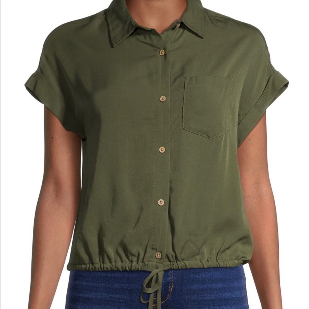 No Boundaries Button Up Cinched Waist Blouse